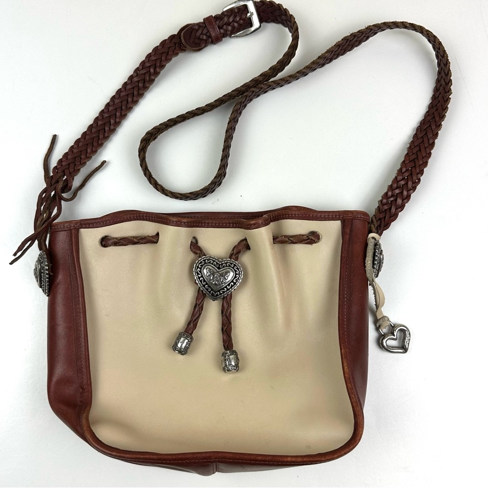 Vintage 90s Brighton Bucket Bag Purse Western Leather FLAWS
